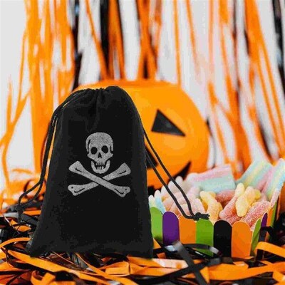10 Pcs Halloween Decorations Pirate Drawstring Bag Candy