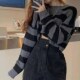 Striped Style Cropped Sweater Vintage Deeptown Women Korean