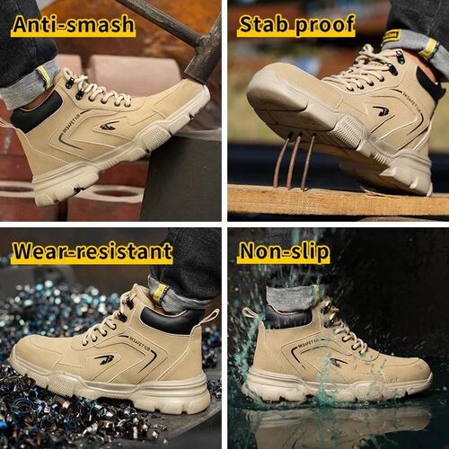 Winter Plush Work Boots For Men Ankle Anti-smash Anti-punctu