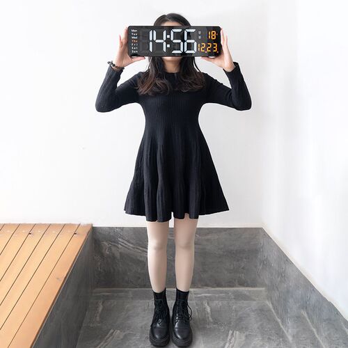 Digital Wall Clock Large Remote Control LED Screen Electroni