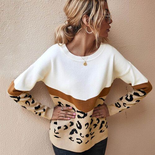 2021 Fashion Leopard Women Sweater Autumn Winter Ladies