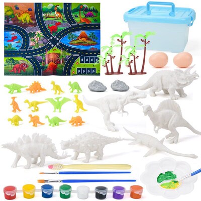 Unbreakable soft rubber painting dinosaurs model childrens