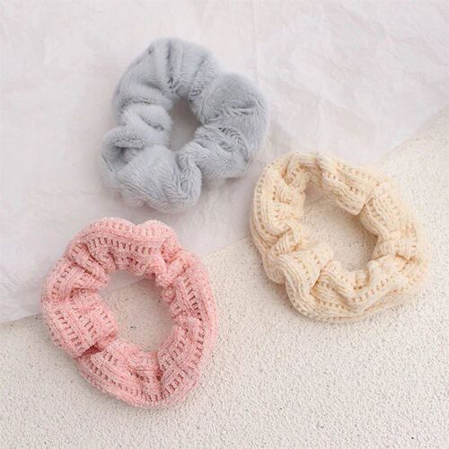 3pc/Set Elastic Hair Bands Scrunchies Vintage Girls Solid  t
