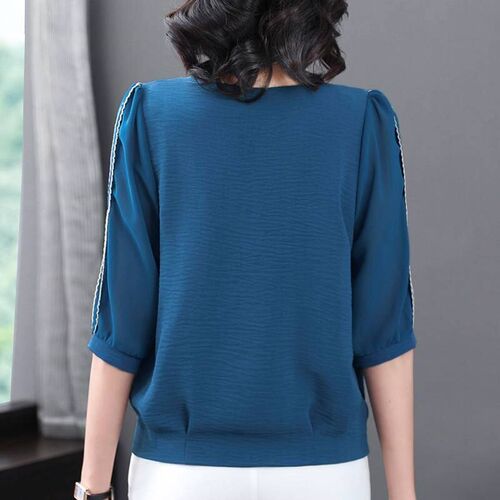 Womens Southeast Asia Tops Three-quarter Sleeve Chiffon Shi