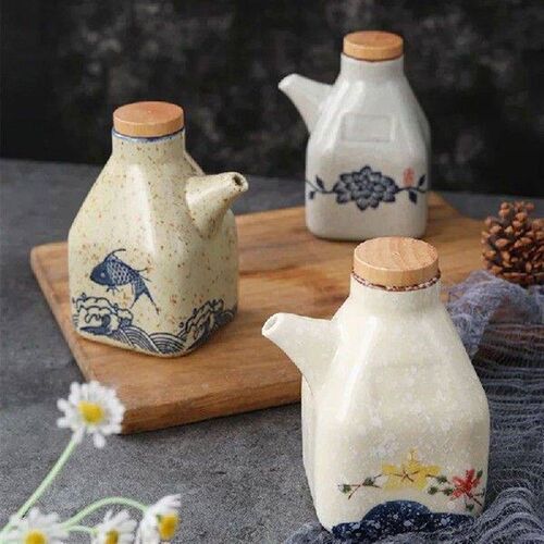 Ceramics Oiler Chinese Style Cruet Kitchen Dipping Pot Soy