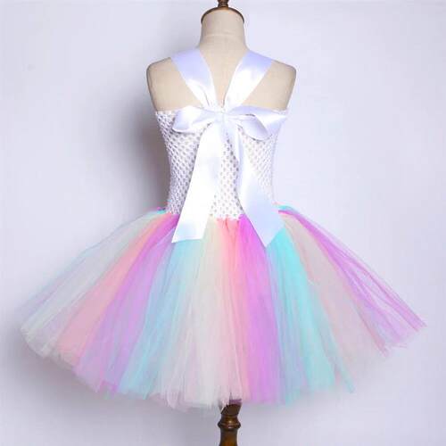 Girls Princess Unicorn Tutu Dress Outfit Pastel Flowers Baby
