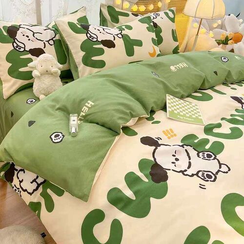 New ins cartoon cotton four-piece set small fresh 100 cotton