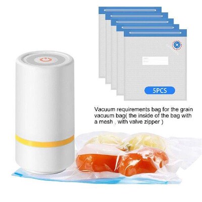 5pcs Pieces Vacuum Bag Compressed Air Reusable Food Storage