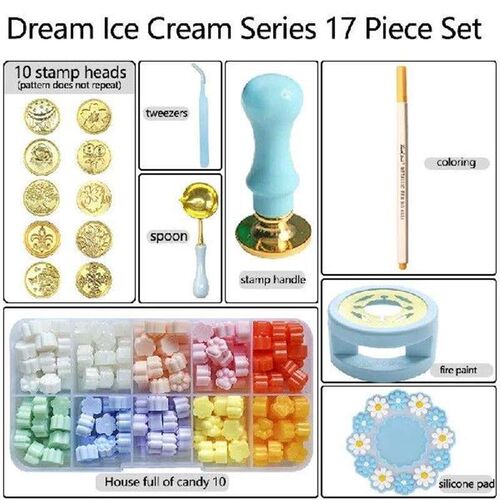 17Pcs/set Wax Seal Stamp Kit Lacquered Sealing DIY