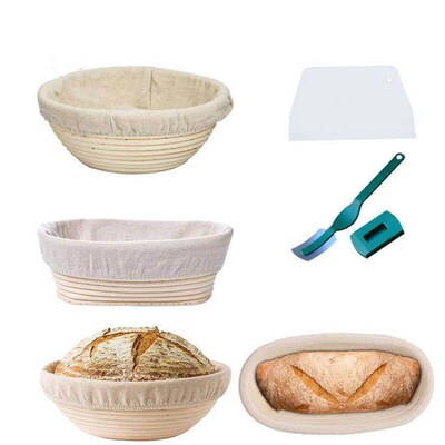 Handmade Rattan Bread Banneton Basket Set With Liner 面包篮