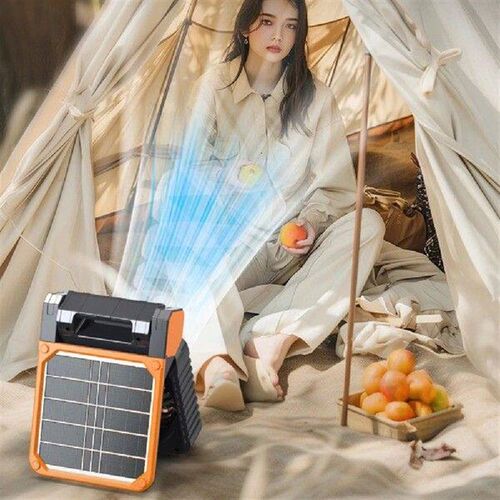 7800mAh Camping Fan with LED Light Timing Solar Powered