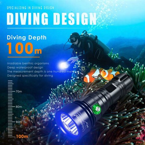 UniqueFire D03 UV365 Light Torch Diving LED Flashlight IPX8