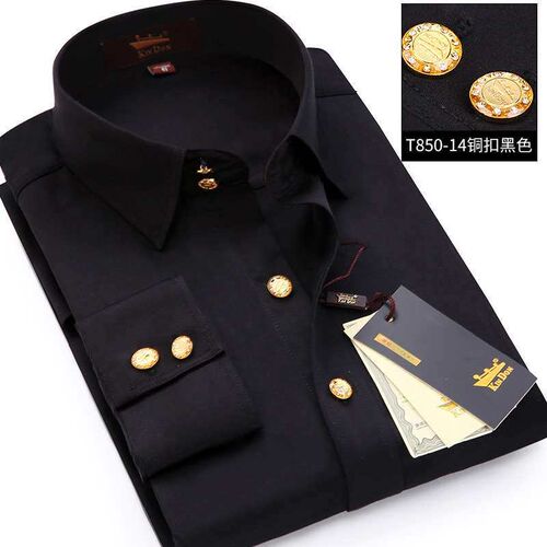 Jindun New Mens Long-sleeved Shirt Business Slim-fit Copper