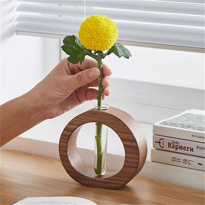 Wooden Hydroponic Flower Pot Home Vase Decor Transparent Imi