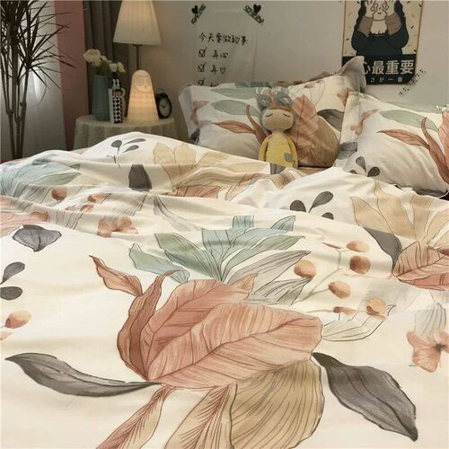 Net Red Ins Pattern Quilt ver Wash tton Four-piece Set Black