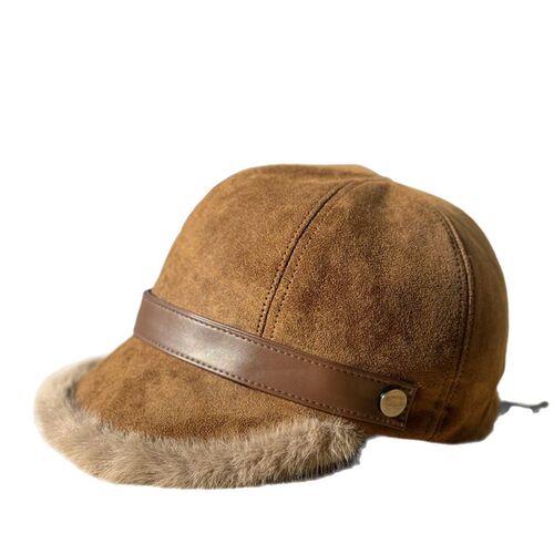 Suede Plush Wide-brimmed Cap Womens Outdoor Warm Cold-proof