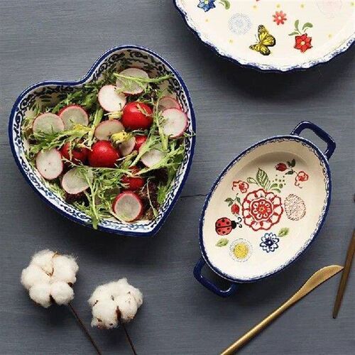 Butterfly Underglaze Ceramic Baking Dish Set Rectangle