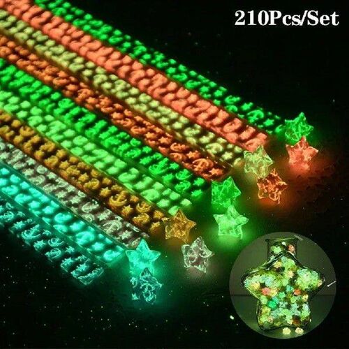 210 Sheets Luminous Origami Stars Paper 10 Colors Strips
