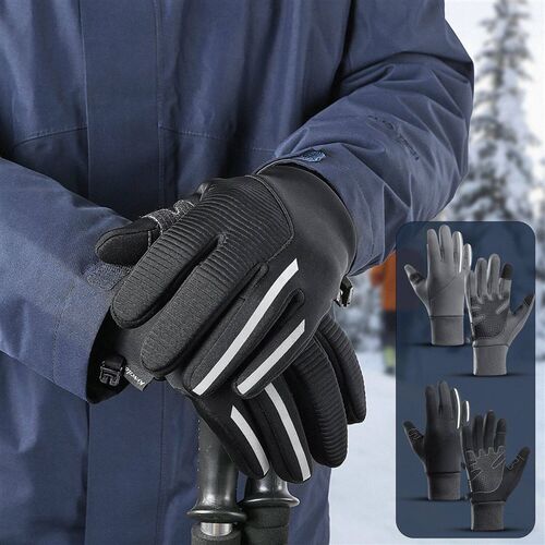 Winter Cycling Leather Gloves Touchscreen Warm Windproof Wea