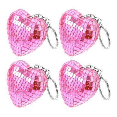 4 Pcs Disco Keychain Ball Decor Home Ornaments Keychains