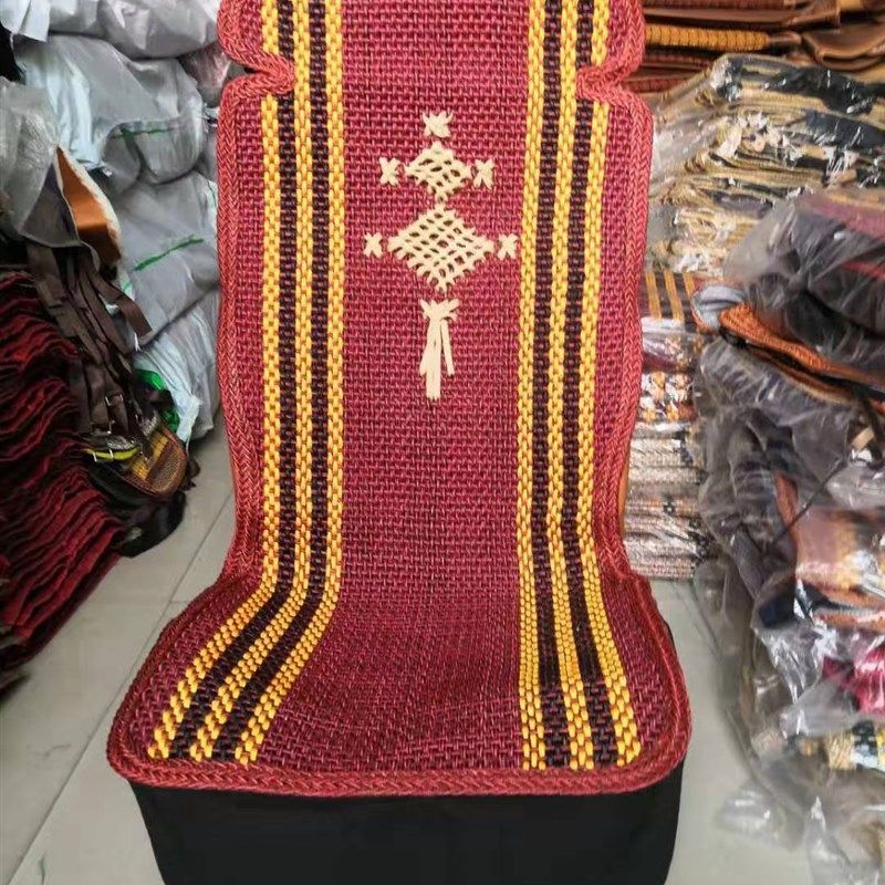 汽车坐垫四季通用手编线子汽车夏凉垫通风透气编织坐垫亚麻座椅垫