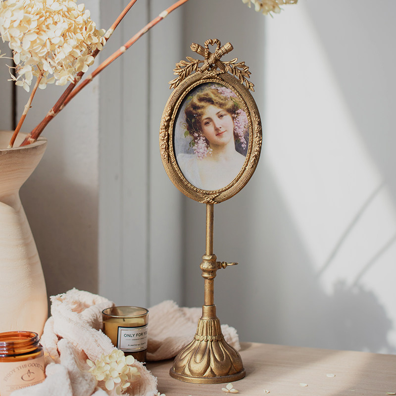 你可居法式金属照片相框摆台人物复古心形装饰拍照背景民宿摆件