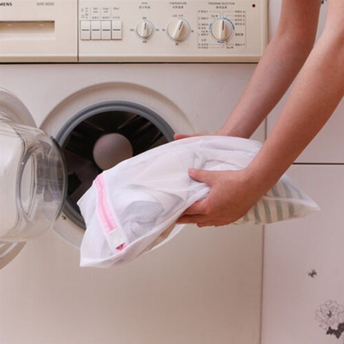 3 Size Zippered Wash Clothes Bags Mesh Laundry Bag Foldable