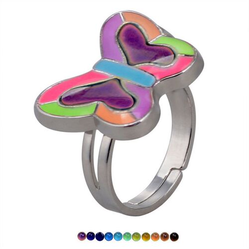Big Peach Heart Mood Ring Color Change  Adjustable Emotion F