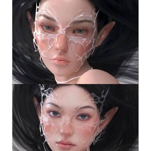 Transparent Butterfly Shape Women Masquerade Punk Half Face