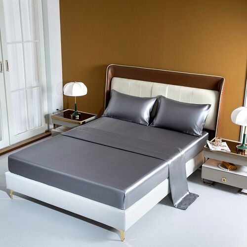 Shein/temu/satin Ice Silk Four-piece Bed Sheet Bed Ver Pillo