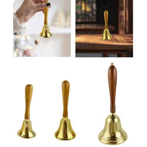 Brass Hand Bell Wooden Handle Decorative Bell for Party