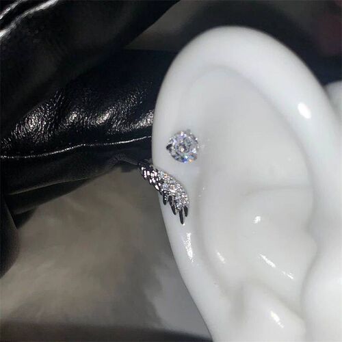 1pcs Silver Color Wing 316L Stainless Steel Ear Bone Nail fo
