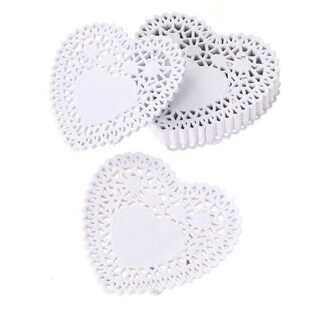 250 Pcs Cake Baking Paper Mats Food Doilies Lace Heart