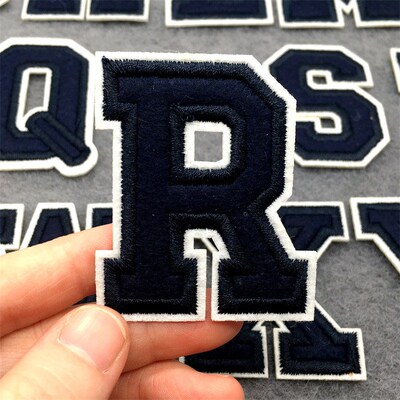 Navy Blue Letters Embroidery Patches Applique Diy Alphabet I