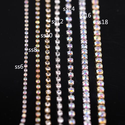 1Yard 10Yards/Roll SS6-SS18 Shiny Crystal Rhinestone Chain S