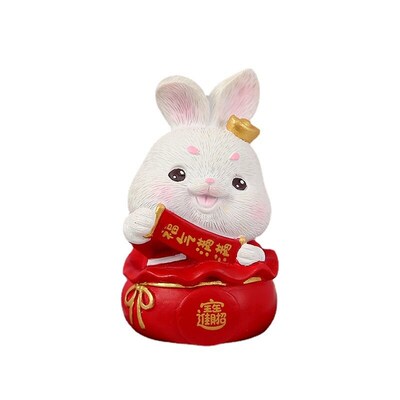 Resin Festive Auspicious Rabbit Desktop Ornaments Car Interi
