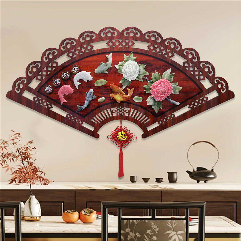 客厅沙发电视背景墙装饰画中式扇形挂件卧室玄光壁画餐厅墙壁挂画,家居饰品,现代装饰画,淘宝优惠券,粉丝福利购,淘宝优惠卷