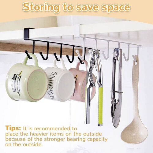 6 Hooks Storage Shelf Wardrobe Kitchen Bathroom Organizer Ir