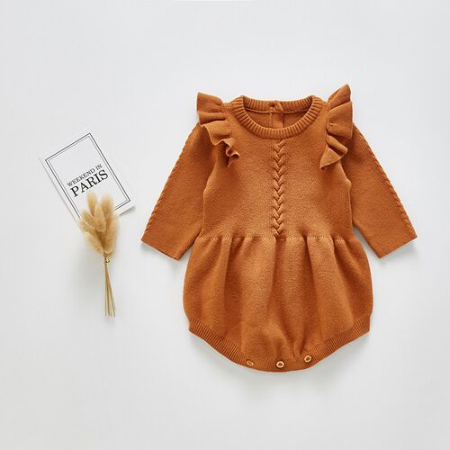 Baby Girls Knitted Bodysuit 2022 Spring Infant Newborn Long