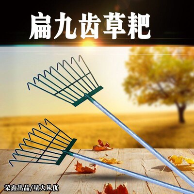 Garden Tool 15m Extended Handle Green Painted Flat Tooth 9Ti