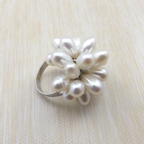 High Quality Adjustable Natural Pearl Rings Fresh Water Pear