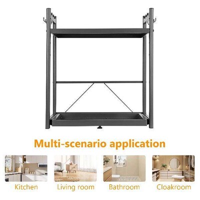 Expandable Microwave Rack with Hooks Microwave Storage