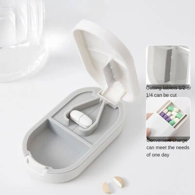 2024 New 1PC Pill Cutter Box Portable Drug Box Tablet Cutter