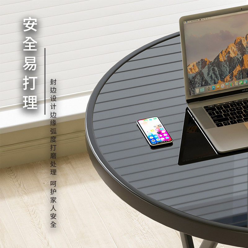 钢化玻璃餐桌家用圆茶几吃饭桌玻璃面圆桌小户型洽谈桌可折叠桌子,住宅家具,玻璃餐桌,淘宝优惠券,粉丝福利购,淘宝优惠卷