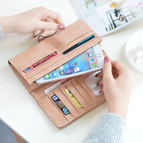 Many Departments Faux Suede Long Wallet Women Matte Leather