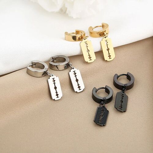 1Pair Punk Gothic Stainless Steel Stud Earring Creative Blad