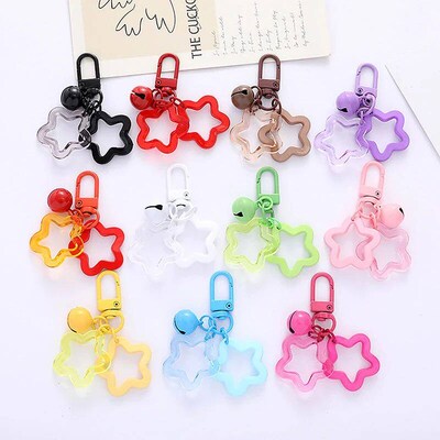 Five-pointed Star Bell Pendant Keychain Elegant Candy Color