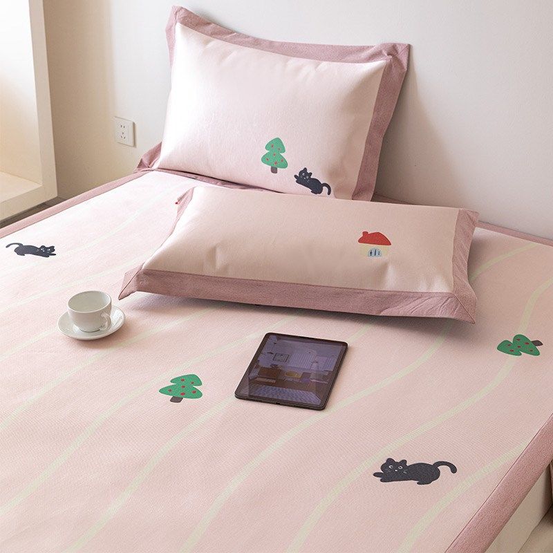 卡通风夏季冰丝凉席三件可水洗折叠凉感空调席子单人软冰凉席,床上用品,冰丝席,淘宝优惠券,粉丝福利购,淘宝优惠卷