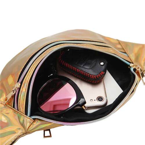 Unisex Outdoor Waist Bag Adjustable Laser Fanny Pack Crossbo