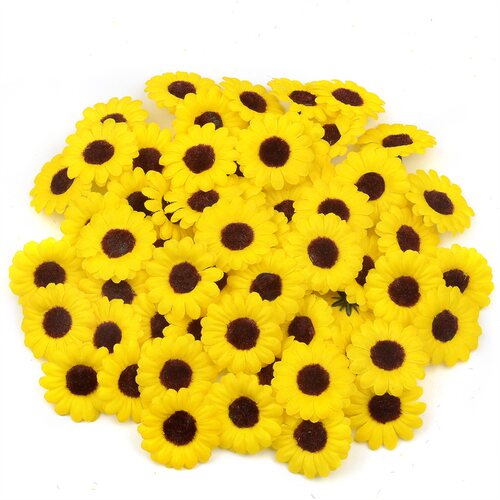 30pcs Mini Silk Sunflower Artificial Daisy Flower Head For W